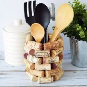 Unique Wine Cork Utensil Holder